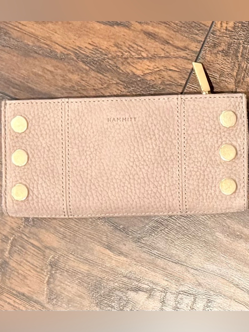 EUC!! 🔥 🔥 HAMMITT 110 North Pebble Leather Wallet/Brushed Gold Hardware